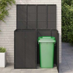 Ensemble de canapé de jardin avec coussin 9 pcs Noir Poly rotin 495630495630