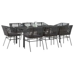 Salon de jardin 8 pcs avec coussins noir résine tressée 495635495635
