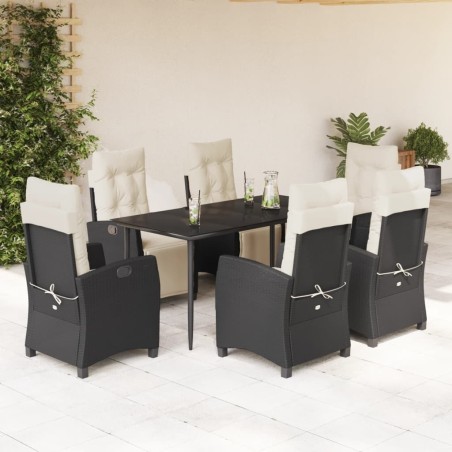 Salon de jardin 8 pcs avec coussins noir résine tressée 495636495636