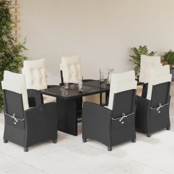 Salon de jardin 8 pcs avec coussins noir résine tressée 495637495637