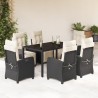 Salon de jardin 7 pcs avec coussins noir résine tressée 495638495638