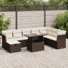 Salon de jardin avec coussins 7 pcs marron résine tressée 495654495654