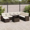 Salon de jardin avec coussins 7 pcs marron résine tressée 495655495655
