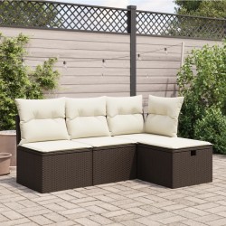 Salon de jardin avec coussins 9 pcs marron résine tressée 495661495661