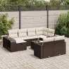 Salon de jardin avec coussins 9 pcs marron résine tressée 495662495662