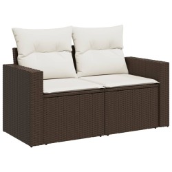 Salon de jardin avec coussins 9 pcs marron résine tressée 495663495663