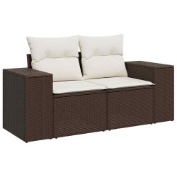 Salon de jardin avec coussins 7 pcs marron résine tressée 495665495665