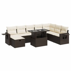 Salon de jardin avec coussins 7 pcs marron résine tressée 495667495667