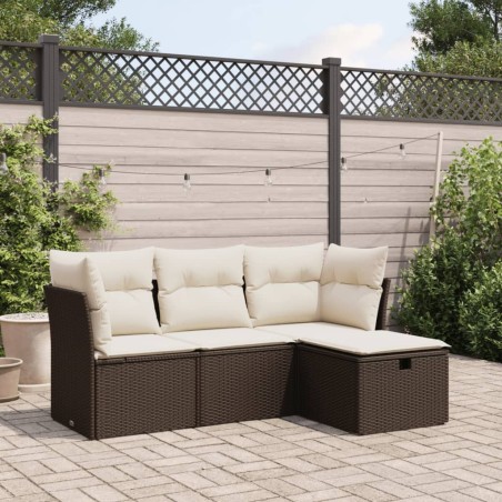 Salon de jardin 10 pcs avec coussins noir résine tressée 495681495681