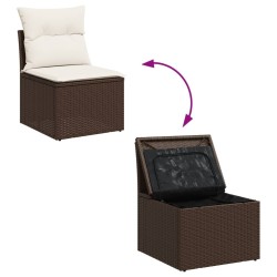 Salon de jardin 10 pcs avec coussins noir résine tressée 495681495681