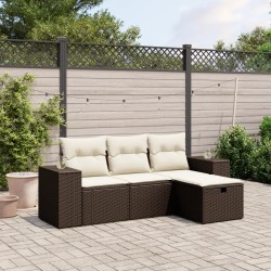 Salon de jardin 10 pcs avec coussins noir résine tressée 495682495682