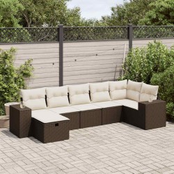 Salon de jardin avec coussins 14 pcs beige résine tressée 495696495696