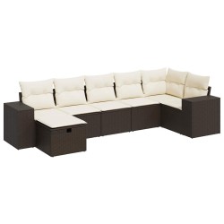 Salon de jardin avec coussins 14 pcs beige résine tressée 495696495696