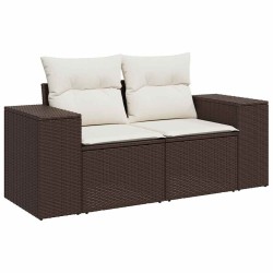 Salon de jardin avec coussins 14 pcs beige résine tressée 495696495696