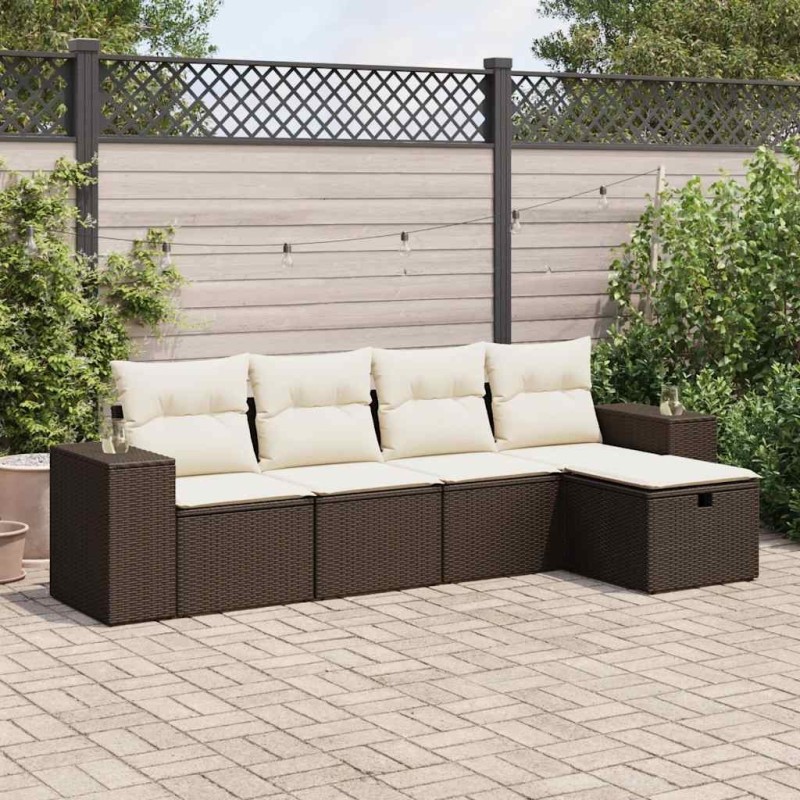 Salon de jardin 9 pcs avec coussins noir résine tressée 495697495697