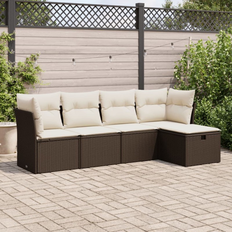 Salon de jardin 8 pcs avec coussins noir résine tressée 495700495700