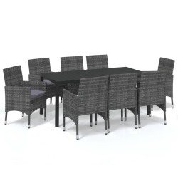 Salon de jardin 10 pcs avec coussins noir résine tressée 495728495728