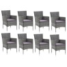 Salon de jardin 10 pcs avec coussins noir résine tressée 495728495728