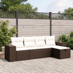 Salon de jardin 8 pcs avec coussins noir résine tressée 495761495761