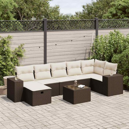 Salon de jardin 6 pcs avec coussins crème bois de pin 495772495772