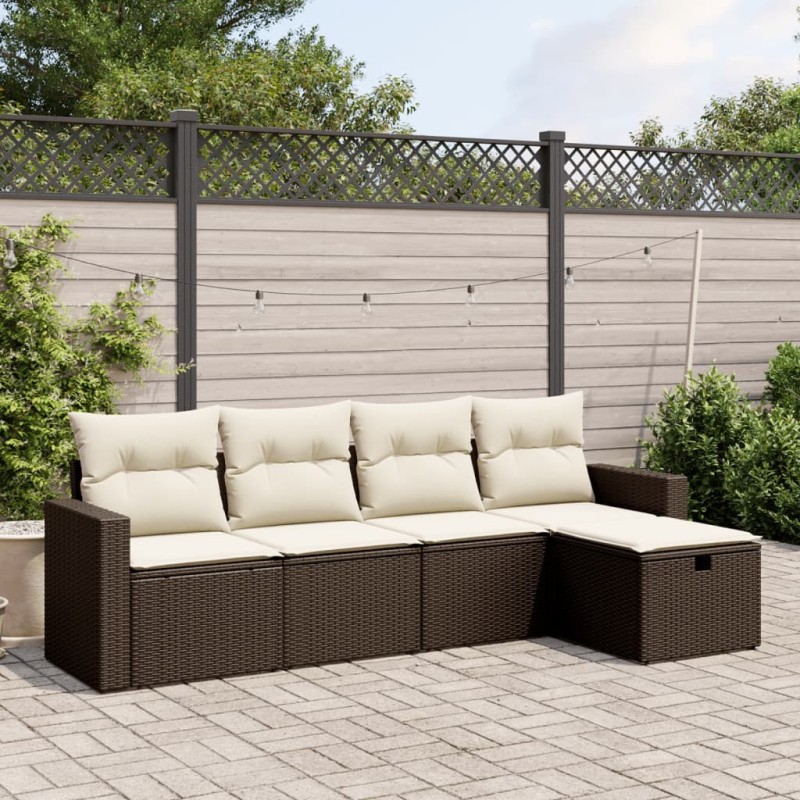 Salon de jardin 8 pcs avec coussins noir résine tressée 495777495777