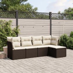 Salon de jardin 8 pcs avec coussins noir résine tressée 495778495778