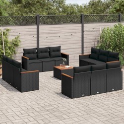 Salon de jardin 7 pcs avec coussins noir résine tressée 495783495783