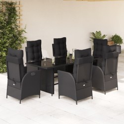 Ensemble de salle à manger pour jardin 9 pcs Gris polyrotin 495792495792