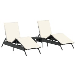 Ensemble de meubles de jardin 4 pcs Noir et Crème polyrotin 495795495795