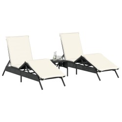 Ensemble de meubles de jardin 4 pcs Noir et Crème polyrotin 495795495795