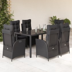 Ensemble de salle à manger pour jardin 7 pcs Noir Acier 495817495817