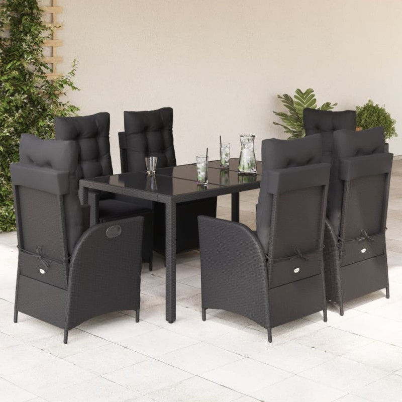Ensemble de salle à manger pour jardin 7 pcs Noir Acier 495817495817