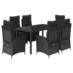 Ensemble de salle à manger pour jardin 7 pcs Noir Acier 495817495817