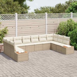 Salon de jardin 9 pcs avec coussins noir résine tressée 495957495957