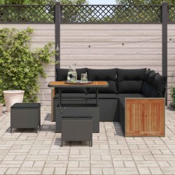 Ensemble à manger de jardin 9pcs coussins noir résine tressée 495962495962