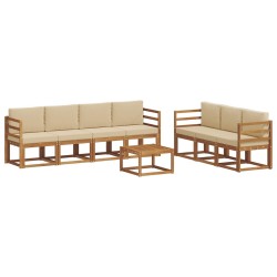 Ensemble de canapé de jardin 6 pcs Marron et Crème polyrotin 496230496230