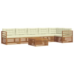 Ensemble de canapé de jardin 8 pcs Beige et blanc Poly rotin 496521496521