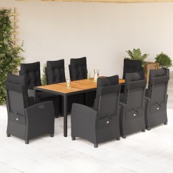 Ensemble de bistro 3 pcs avec coussins marron résine tressée 496546496546