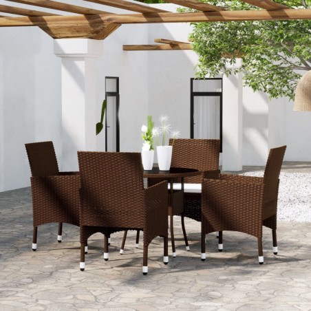 Ensemble à manger jardin 7pcs marron rpoly otin verre 496567496567