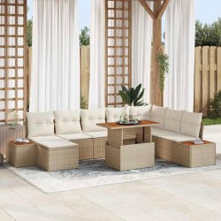 Salon de jardin 6 pcs avec coussins gris résine tressée 496610496610