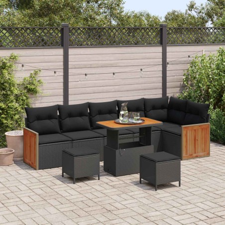 Salon de jardin 6 pcs avec coussins Résine tressée Blanc 496611496611