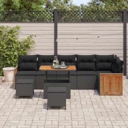 Salon de jardin 6 pcs avec coussins Résine tressée Blanc 496611496611