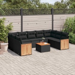 Salon de jardin 8 pcs avec coussins marron cire bois pin massif 496635496635