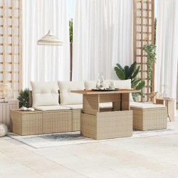 Salon de jardin 5 pcs avec coussins blanc bois massif 496652496652