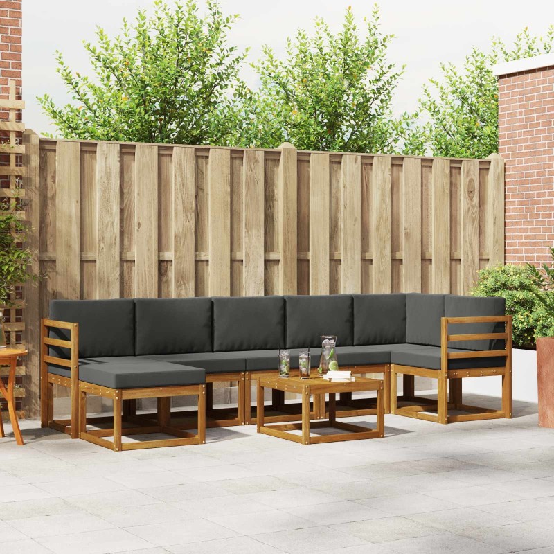 Salon de jardin 11 pcs avec coussins crème Bois de pin solide 496933496933