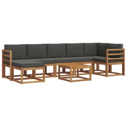 Salon de jardin 11 pcs avec coussins crème Bois de pin solide 496933496933