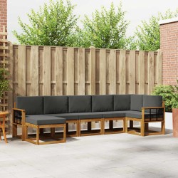 Salon de jardin 11 pcs avec coussins crème Bois de pin solide 496935496935