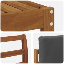 Salon de jardin 3 pcs avec coussins Gris Résine tressée 496944496944