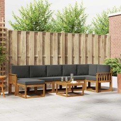 Salon de jardin 12 pcs avec coussins crème Bois de pin 496956496956