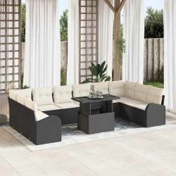 Ensemble à manger de jardin et coussins 5 pcs gris clair rotin 496963496963